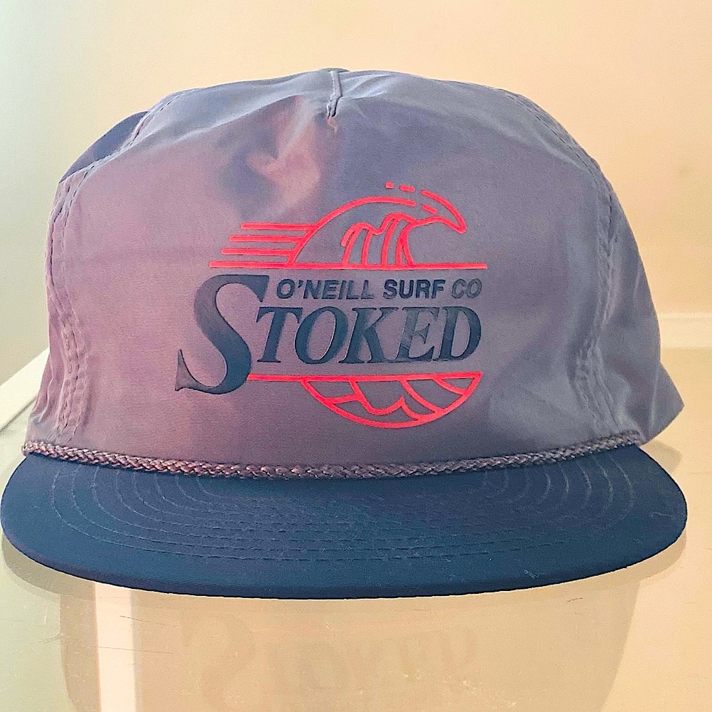 O’Neill Surf “Stoked” Nylon Grey Snapback, Vintage. One Size. New Without Tags